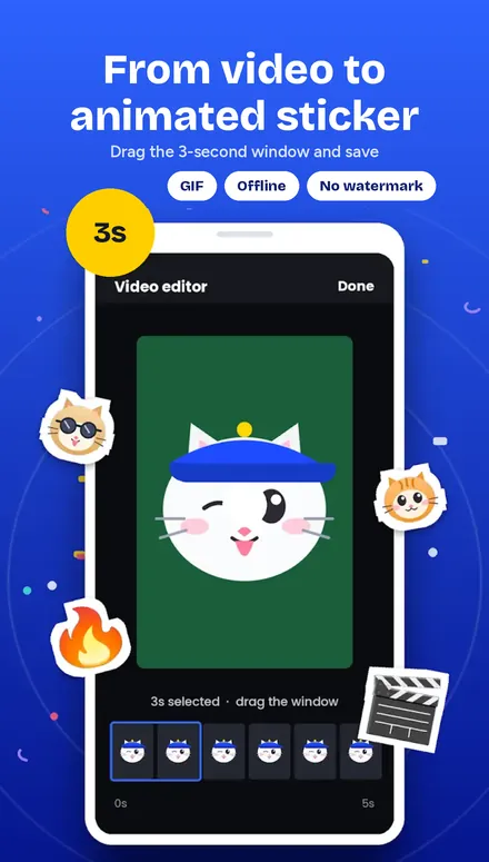 Video editor in GIF Sticker Maker turning a clip into an animated sticker
